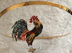 RARES 4 Verres à Martini en Sherry avec Coq Chantant, Tiges Vertes, Faits Main