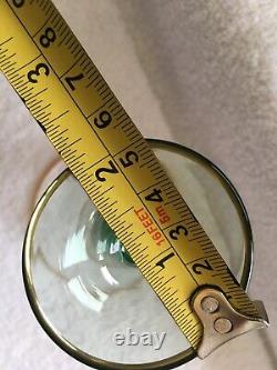 RARES 4 Verres à Martini en Sherry avec Coq Chantant, Tiges Vertes, Faits Main