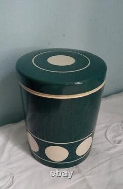 RÉCIPIENT DE RANGEMENT CORNISHWARE JERSEY DE COULEUR TEAL TG DES ANNÉES 1960 RARE VINTAGE AVEC CERCLES BLANCS
