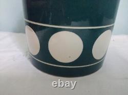 RÉCIPIENT DE RANGEMENT CORNISHWARE JERSEY DE COULEUR TEAL TG DES ANNÉES 1960 RARE VINTAGE AVEC CERCLES BLANCS