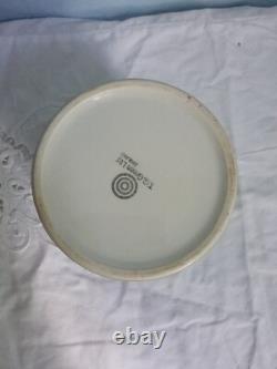 RÉCIPIENT DE RANGEMENT CORNISHWARE JERSEY DE COULEUR TEAL TG DES ANNÉES 1960 RARE VINTAGE AVEC CERCLES BLANCS