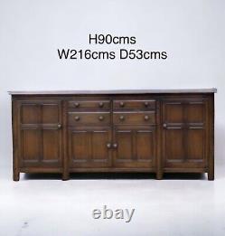 RÉSERVÉ Grand buffet en chêne foncé vintage Ercol dresser sideboard cupboard server