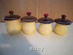 Récipients en champignon VTG MCM, ensemble de 4, design double face, couvercles d'origine 545