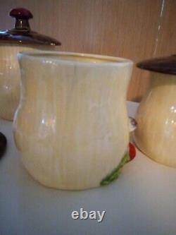 Récipients en champignon VTG MCM, ensemble de 4, design double face, couvercles d'origine 545