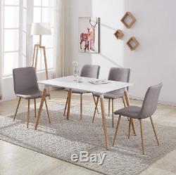 Rectangulaire Blanc Table À Manger 4/6 Chaises Set Rétro Design Bois Métal Nouveau
