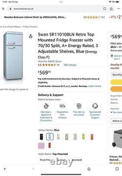 Réfrigérateur-congélateur Swan BABY BLUE de style rétro vintage, comme SMEG, KITCHEN AID. VGWO