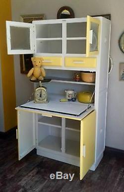 Retro Garde-meubles De Cuisine Jaune Armoire De Placage Gabinet D'armoire Kitchenette Vintage