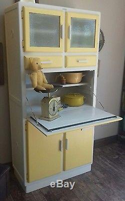 Retro Garde-meubles De Cuisine Jaune Armoire De Placage Gabinet D'armoire Kitchenette Vintage