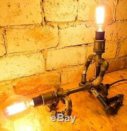 Rétro Lampe Industrielle Bureau De Table De Pipe Robot Steampunk Vintage Edison, Font L'amour