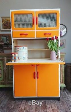 Retro Orange Garde-robe De Cuisine Armoire Armoire Cabine De Cuisine Kitchenette Vintage