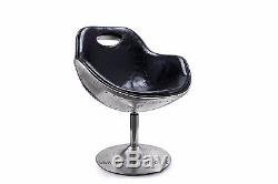 Retro Vintage Aviation Swivel Egg Chair En Cuir Reconstitué Cuisine / Salle À Manger / Bureau