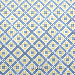 Retro Vintage Blue Yellow Tile Vinyl Floor 2m & 3m Large Salle De Bain/hall/cuisine