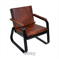 Rétro Vintage Distressed Leather Tan Armchair Sofa Accent Chair Cafe Seat Bench