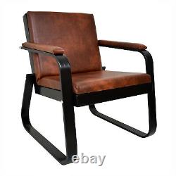 Rétro Vintage Distressed Leather Tan Armchair Sofa Accent Chair Cafe Seat Bench