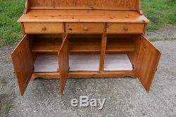 Rétro Vintage Farmhouse Pine Kitchen Welsh Dresser / Display Cabinet