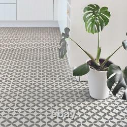 Revêtement de sol en vinyle gris et blanc carreaux victoriens vintage rétro rouleau de lino en mousse