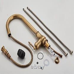 Robinet de cuisine rétro avec pulvérisateur à tirer en laiton un trou noir antique en bronze vintage