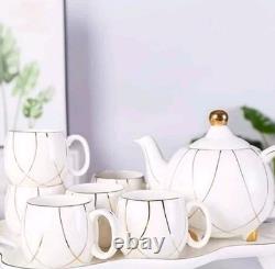 Service à thé en céramique fine de luxe 7 pièces