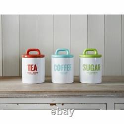 Set de 3 bocaux de rangement en céramique pour thé, café et sucre, style vintage rétro