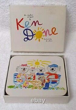 Set de sous-plat et sous-verre Ken Done vintage rétro postmoderne art australien koala