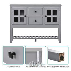 Sideboard 2 Drawers Portes Cupboard Kitchen Buffet Cabinet Avec Stockage Shelf Grey