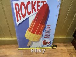 Signe en métal de café de cuisine inspiré des murs de la boutique de glaces rétro vintage en forme de fusée