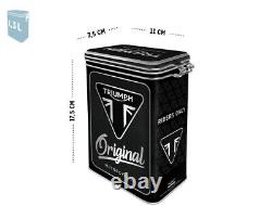 Style vintage Rétro Boîte en étain gaufré avec couvercle à clip Triumph Original