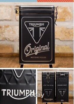 Style vintage Rétro Boîte en étain gaufré avec couvercle à clip Triumph Original