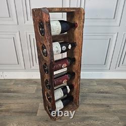 Support à vin en bois massif rustique récupéré vintage pour 6 bouteilles en pin fait main