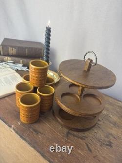 Support carrousel pour pots à épices Hornsea Saffron vintage, ensemble de cuisine rétro des années 1970
