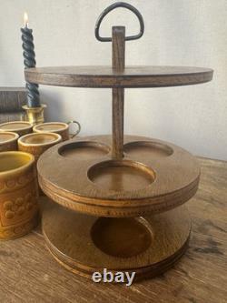 Support carrousel pour pots à épices Hornsea Saffron vintage, ensemble de cuisine rétro des années 1970