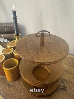 Support carrousel pour pots à épices Hornsea Saffron vintage, ensemble de cuisine rétro des années 1970