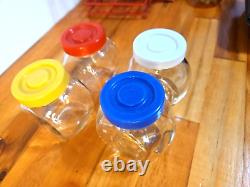 Support d'exposition de cuisine VTG MCM, bocaux en verre, couvercles, bonbons à un sou, étagère à épices RARE