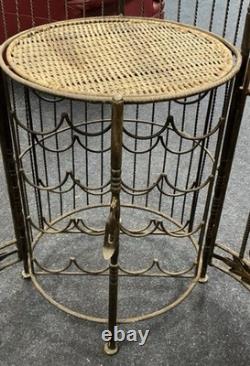 Support de cuisine circulaire vintage en fer forgé, cage bombée - porte-bouteilles, siège, vers 1930