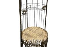 Support de cuisine circulaire vintage en fer forgé, cage bombée - porte-bouteilles, siège, vers 1930