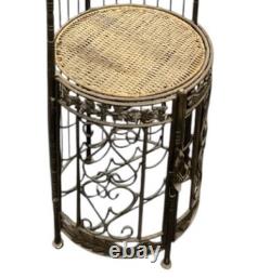 Support de cuisine circulaire vintage en fer forgé, cage bombée - porte-bouteilles, siège, vers 1930