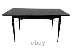 TABLE À MANGER DE CUISINE EXTENSIBLE ITALIENNE EN FORMICA NOIRE ET LAITON RÉTRO VINTAGE DES ANNÉES 1950