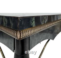 TABLE À MANGER DE CUISINE EXTENSIBLE ITALIENNE EN FORMICA NOIRE ET LAITON RÉTRO VINTAGE DES ANNÉES 1950