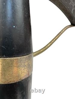 TABLE À MANGER DE CUISINE EXTENSIBLE ITALIENNE EN FORMICA NOIRE ET LAITON RÉTRO VINTAGE DES ANNÉES 1950