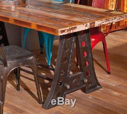 Table À Manger Industrielle Vintage Retro Rustic Reclaimed Furniture Large Metal Leg