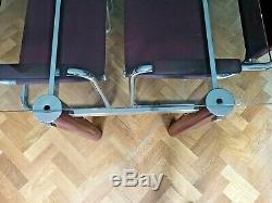 Table En Verre De Style Bauhaus Vintage / Rétro 6 Chaises En Porte-à-faux En Cuir Des Années 1970