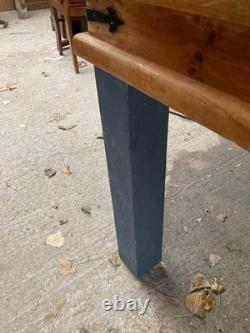 Table à manger avec dessus en carreaux, pieds détachables, vintage rétro, en pin massif pour cuisine