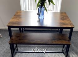 Table à manger industrielle meuble vintage rétro rustique en métal cuisine petit-déjeuner