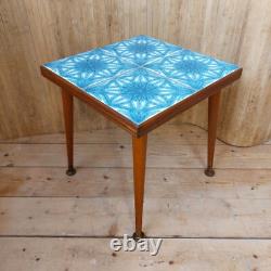 Table basse artisanale en carreaux, vintage, rétro, milieu du siècle moderne, H R Johnson, petit format, fabuleux