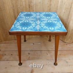 Table basse artisanale en carreaux, vintage, rétro, milieu du siècle moderne, H R Johnson, petit format, fabuleux