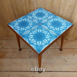 Table basse artisanale en carreaux, vintage, rétro, milieu du siècle moderne, H R Johnson, petit format, fabuleux