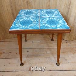 Table basse artisanale en carreaux, vintage, rétro, milieu du siècle moderne, H R Johnson, petit format, fabuleux