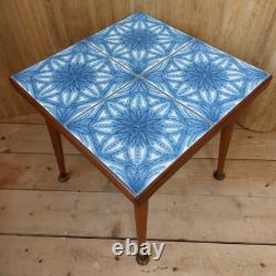 Table basse artisanale en carreaux, vintage, rétro, milieu du siècle moderne, H R Johnson, petit format, fabuleux