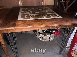 Table danoise vintage rétro du milieu du siècle, années 60 et 70, table de cuisine salle à manger bureau en chrome MCM