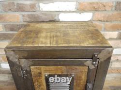Table de chevet rustique en métal et bois industriel, coffre vintage, unité de rangement